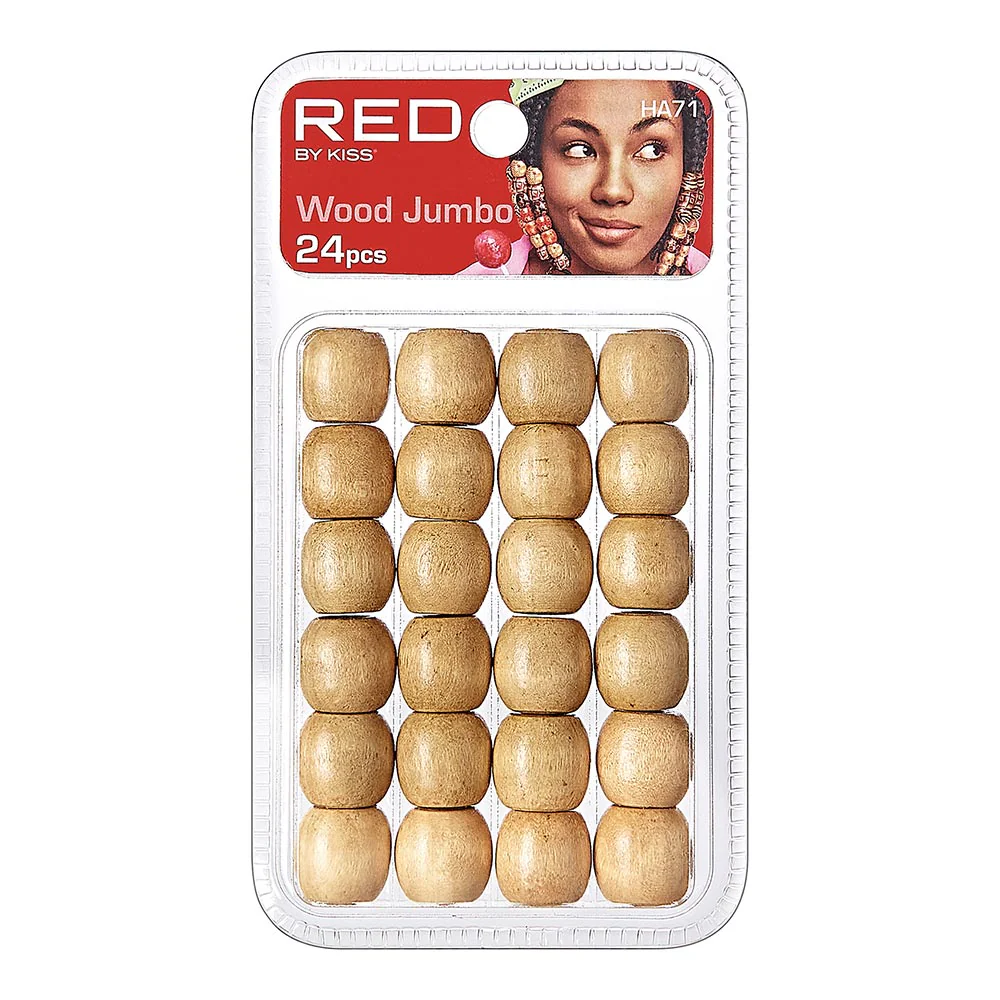 Red by Kiss Jumbo Wood Hair Beads 24pcs - Image 2