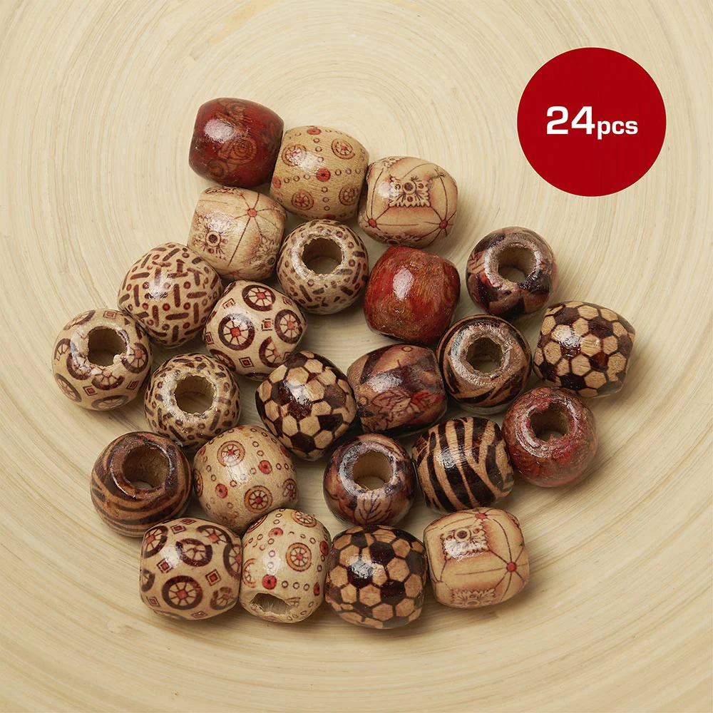 Red by Kiss Jumbo Wood Hair Beads 24pcs - Image 4