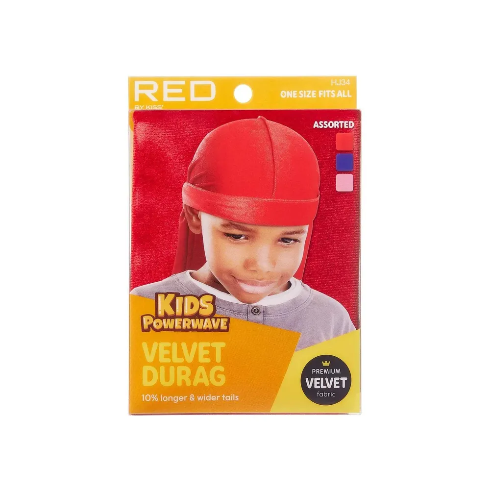 Red by Kiss Kids Power Wave Velvet Durag – Soft Velvet Compression - Image 2