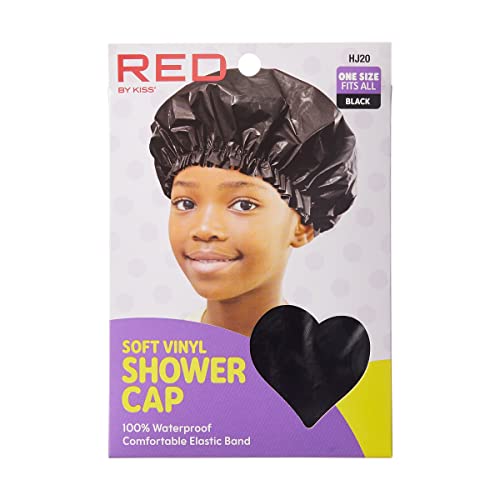 Red by Kiss Kids Soft Vinyl Shower Cap β Waterproof Hair Protection for Bath Time