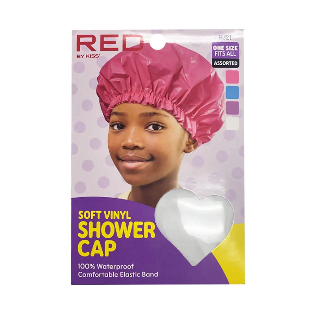 Red by Kiss Kids Soft Vinyl Shower Cap β Waterproof Hair Protection for Bath Time - Image 2