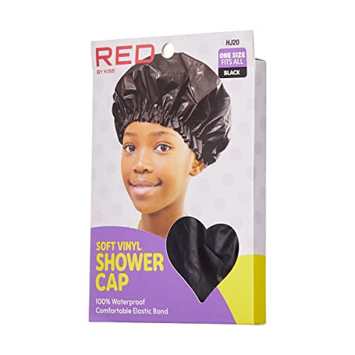Red by Kiss Kids Soft Vinyl Shower Cap β Waterproof Hair Protection for Bath Time - Image 3