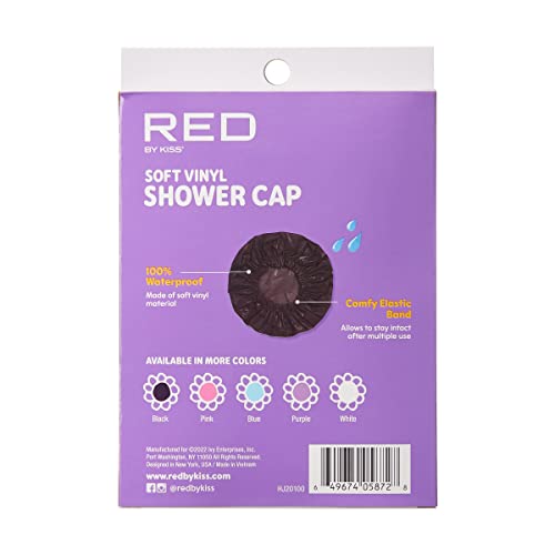 Red by Kiss Kids Soft Vinyl Shower Cap β Waterproof Hair Protection for Bath Time - Image 4