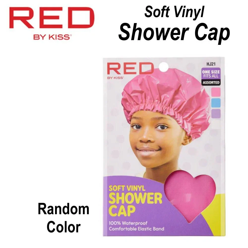 Red by Kiss Kids Soft Vinyl Shower Cap β Waterproof Hair Protection for Bath Time - Image 5