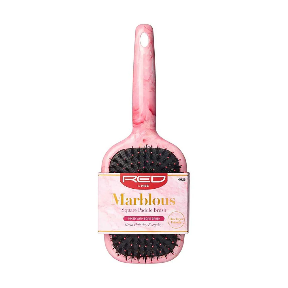 Red by Kiss Marblous Square Paddle Brush โ Medium Square Paddle