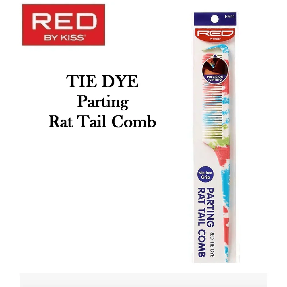 Red by Kiss Parting Rat Tail Comb โ Red Tie Dye