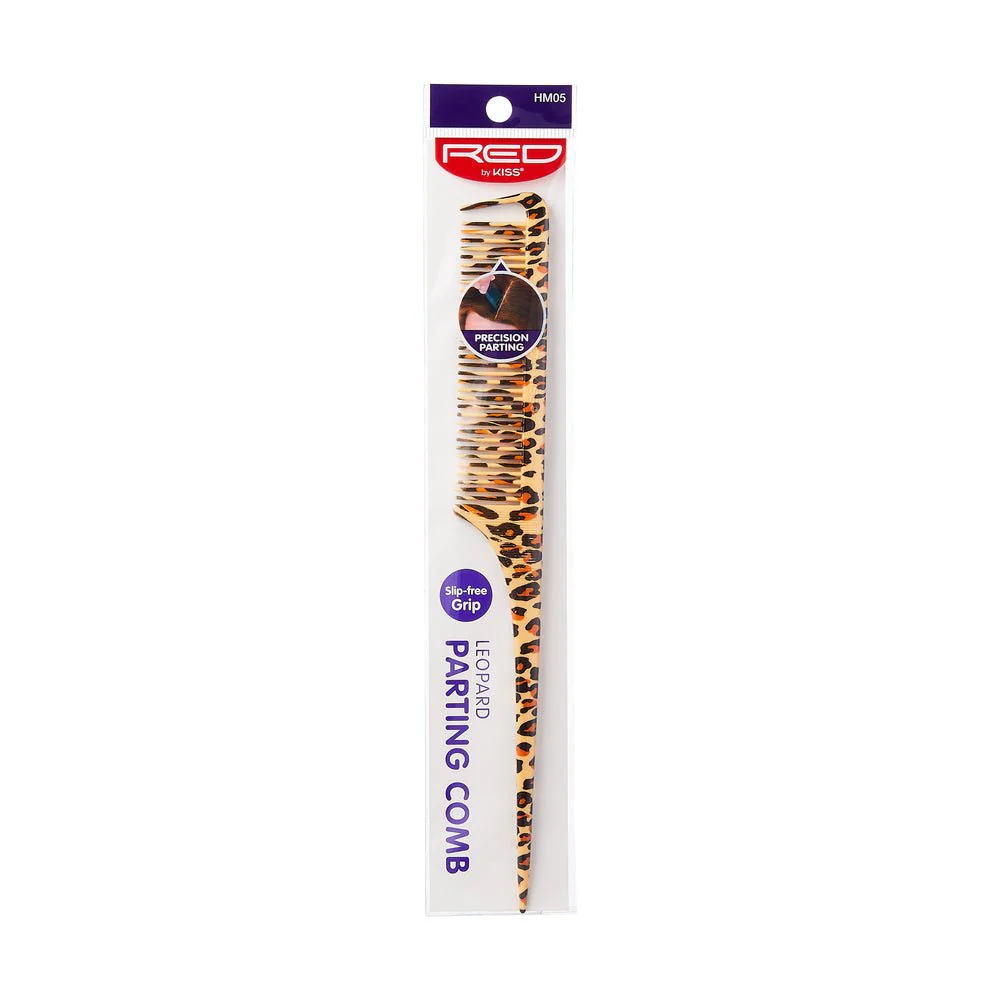 RED Leopard Parting Rat Tail Comb
