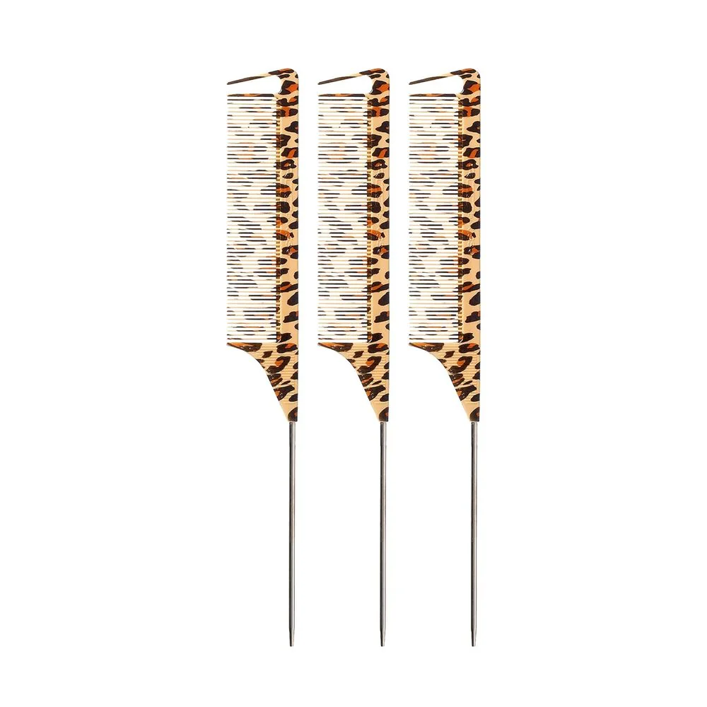 Red by Kiss Parting Pin Tail Comb – Leopard Print - Image 3