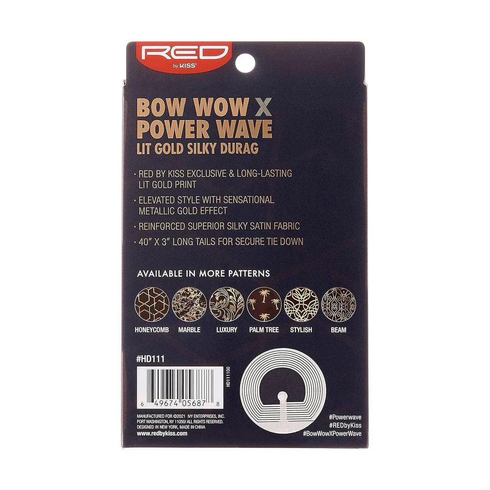Red by Kiss Premium Bow Wow X Power Wave Lit Gold Silky Durag - Image 13