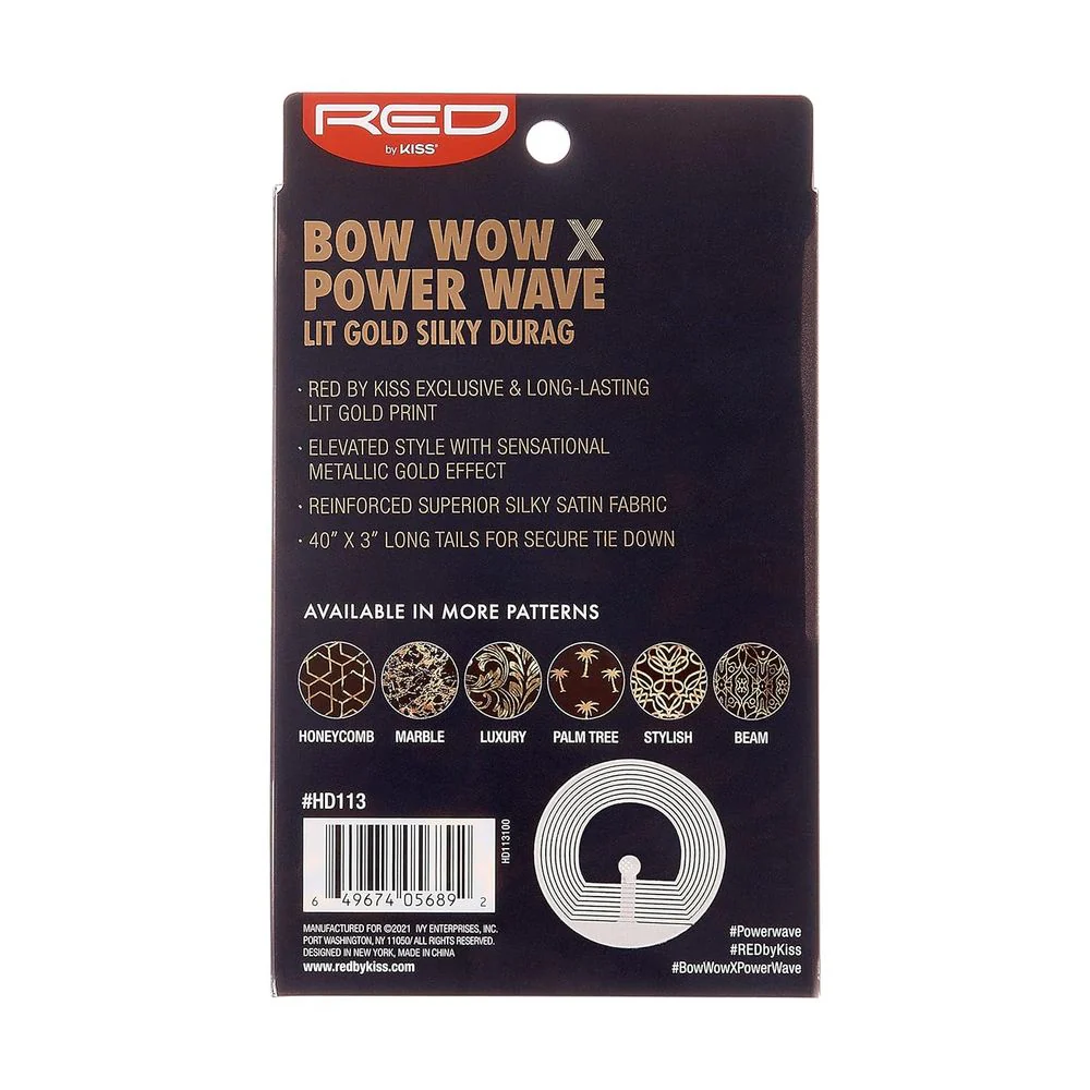 Red by Kiss Premium Bow Wow X Power Wave Lit Gold Silky Durag - Image 15