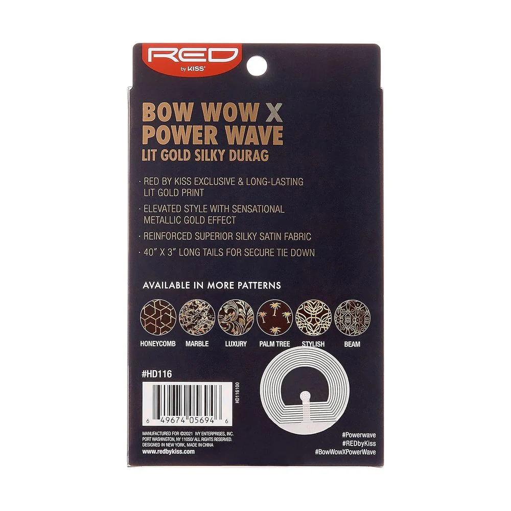 Red by Kiss Premium Bow Wow X Power Wave Lit Gold Silky Durag - Image 18