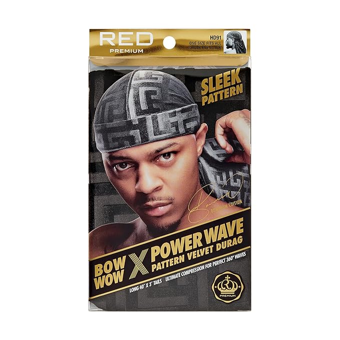 Red by Kiss Premium Bow Wow X Power Pattern Velvet Durag - Image 3