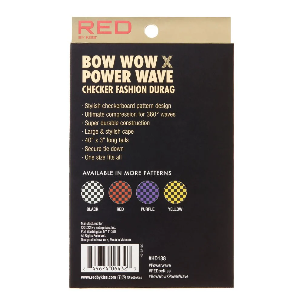 Red by Kiss Premium Bow Wow Power Wave Checker Fashion Durag - Image 10