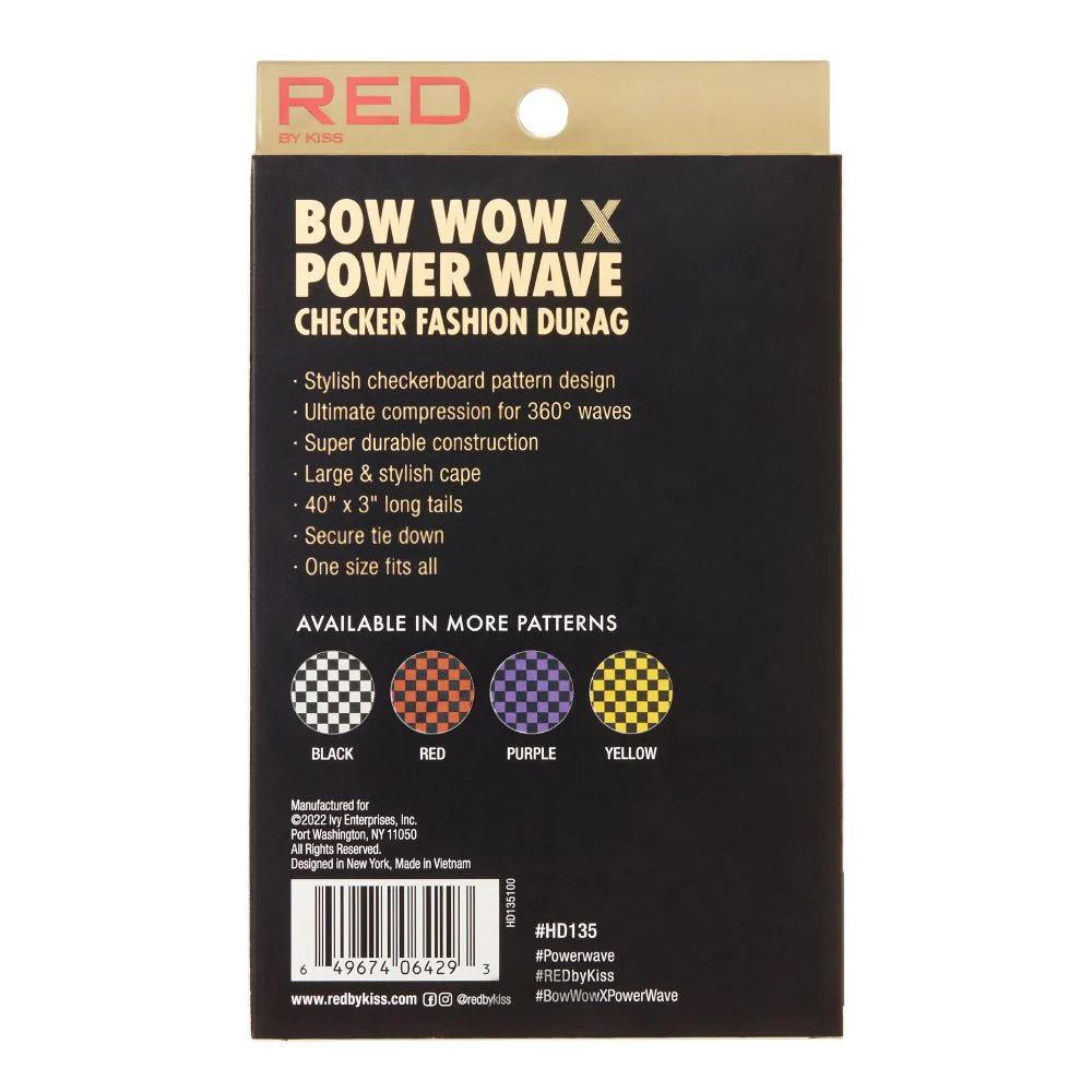 Red by Kiss Premium Bow Wow Power Wave Checker Fashion Durag - Image 11