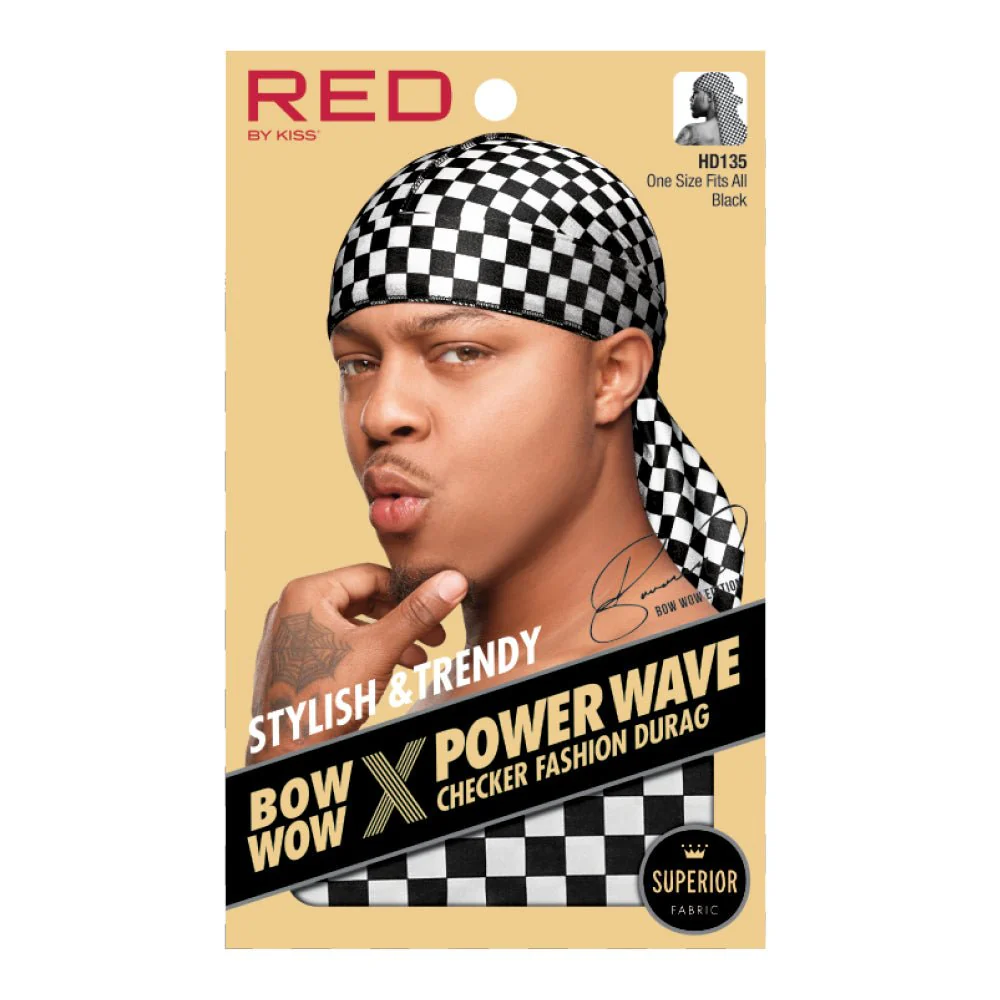 Red by Kiss Premium Bow Wow Power Wave Checker Fashion Durag - Image 2