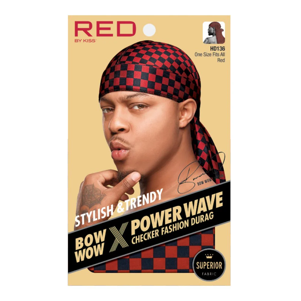 Red by Kiss Premium Bow Wow Power Wave Checker Fashion Durag - Image 3