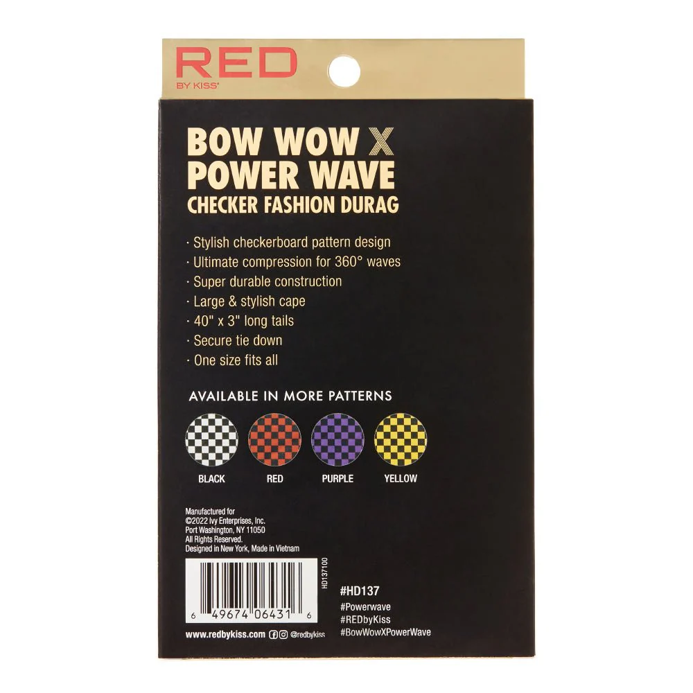 Red by Kiss Premium Bow Wow Power Wave Checker Fashion Durag - Image 8