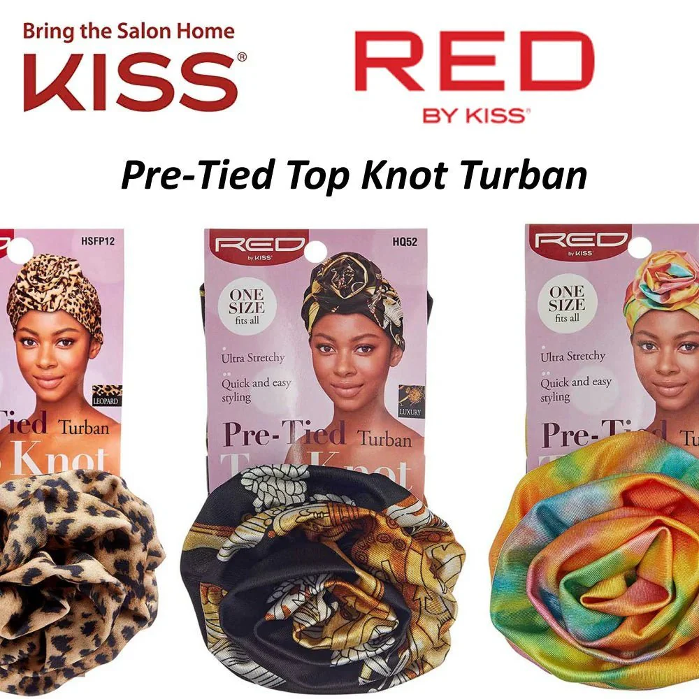 Red by Kiss Pre-Tied Turban Top Knot - Image 3