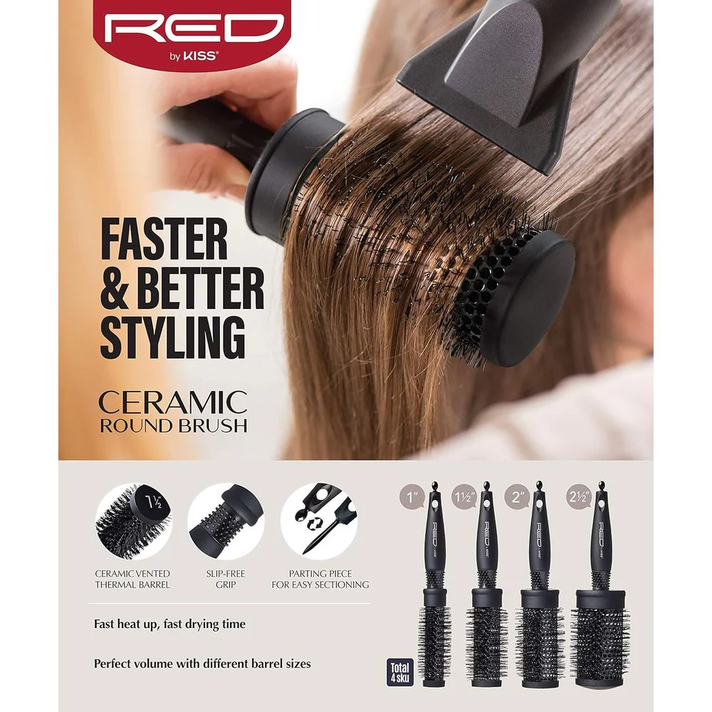 Red by Kiss Rose Heat Resistant Bristle Brush β 2" Barrel - Image 7