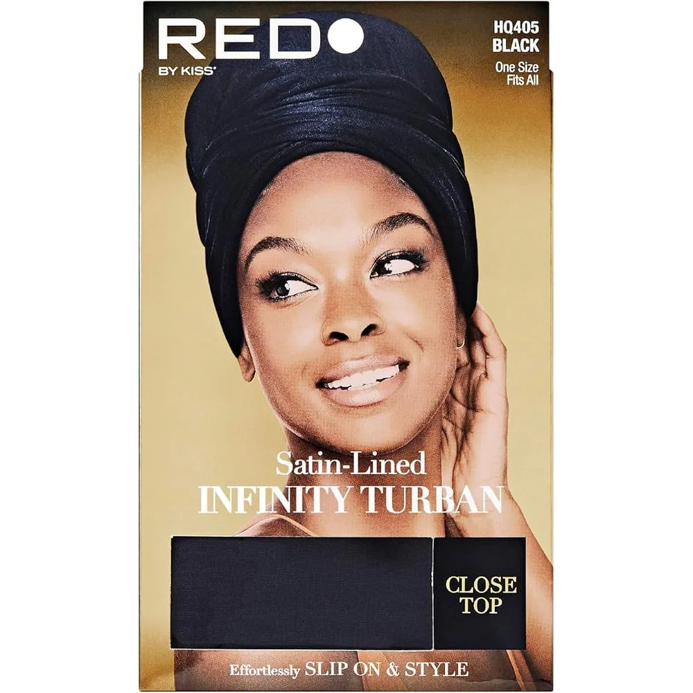 Red by Kiss Satin-Lined Infinity Turban - Close Top - Image 3