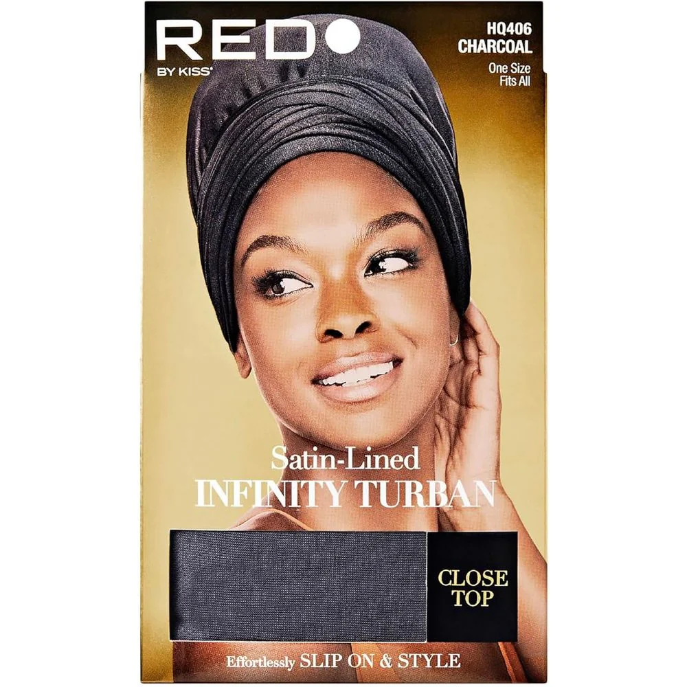 Red by Kiss Satin-Lined Infinity Turban - Close Top - Image 4