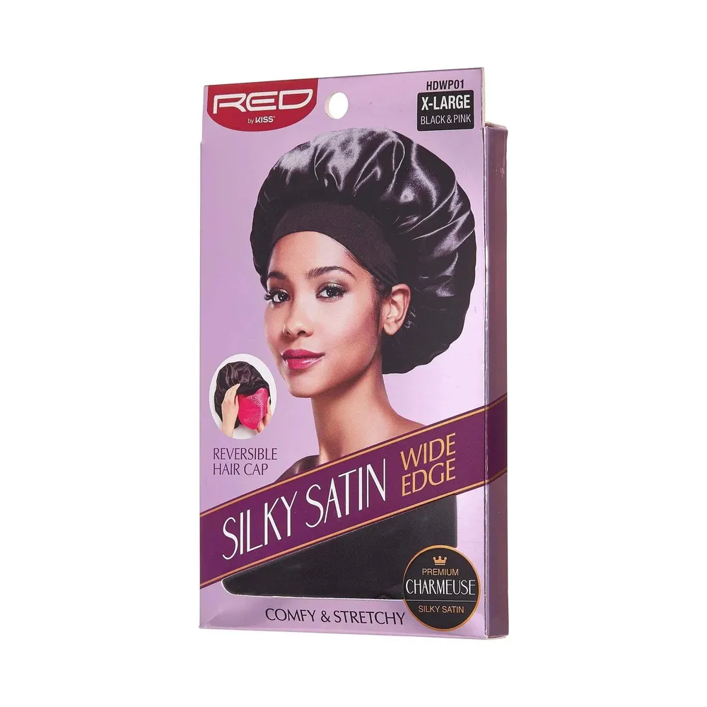Red by Kiss Silky Satin Double Wear Hair Cap β Black - Image 4