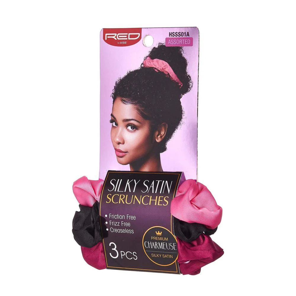 Red by Kiss Silky Satin Scrunchies – 3pcs - Image 3