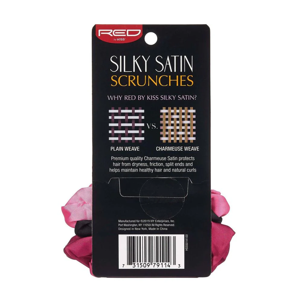 Red by Kiss Silky Satin Scrunchies – 3pcs - Image 4