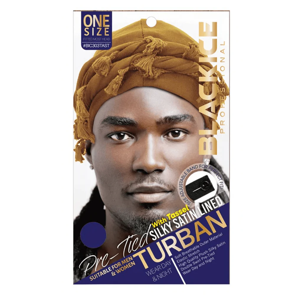 Black Ice Professional Silky Satin Lined Turban β Pre-Tied - Image 2