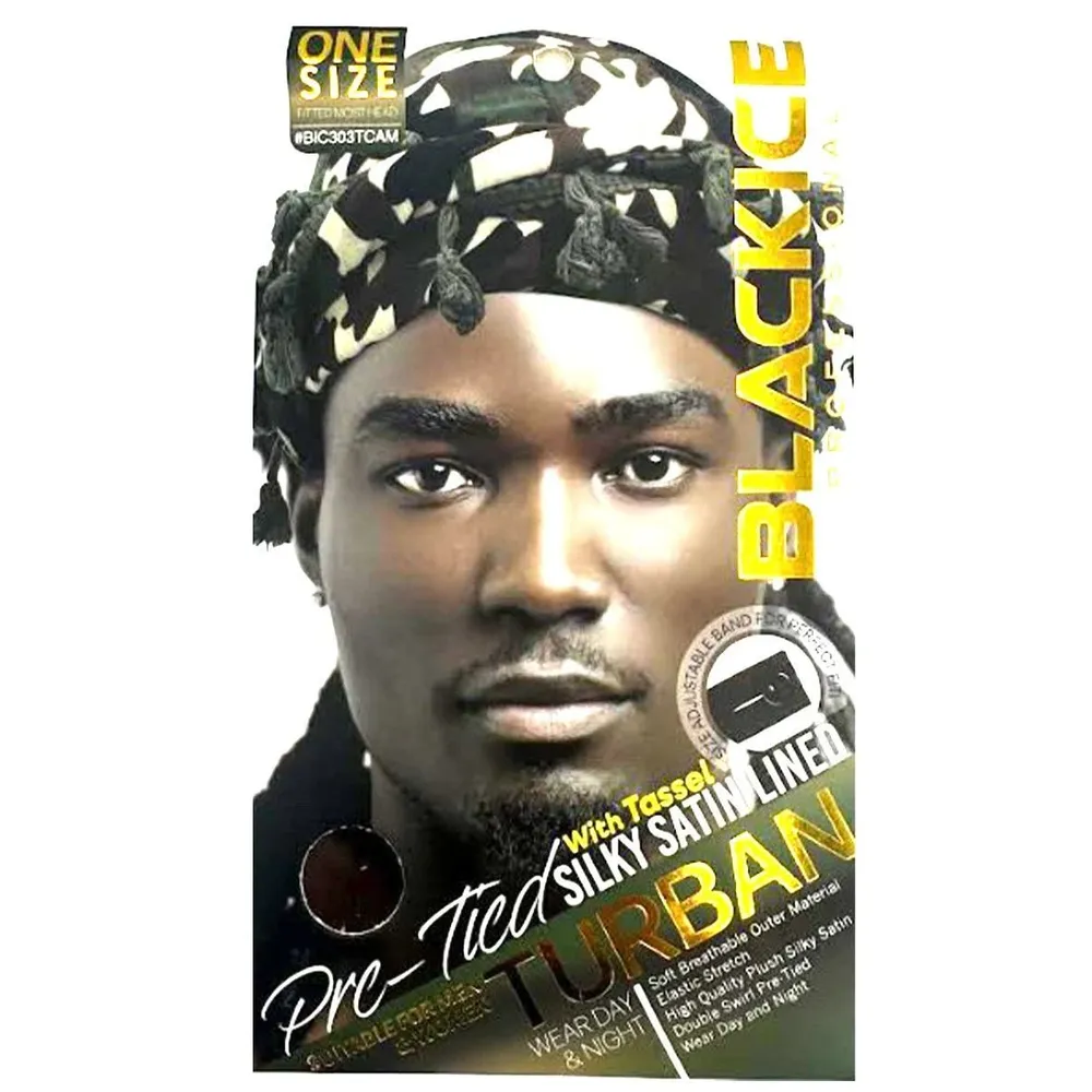 Black Ice Professional Silky Satin Lined Turban β Pre-Tied - Image 5