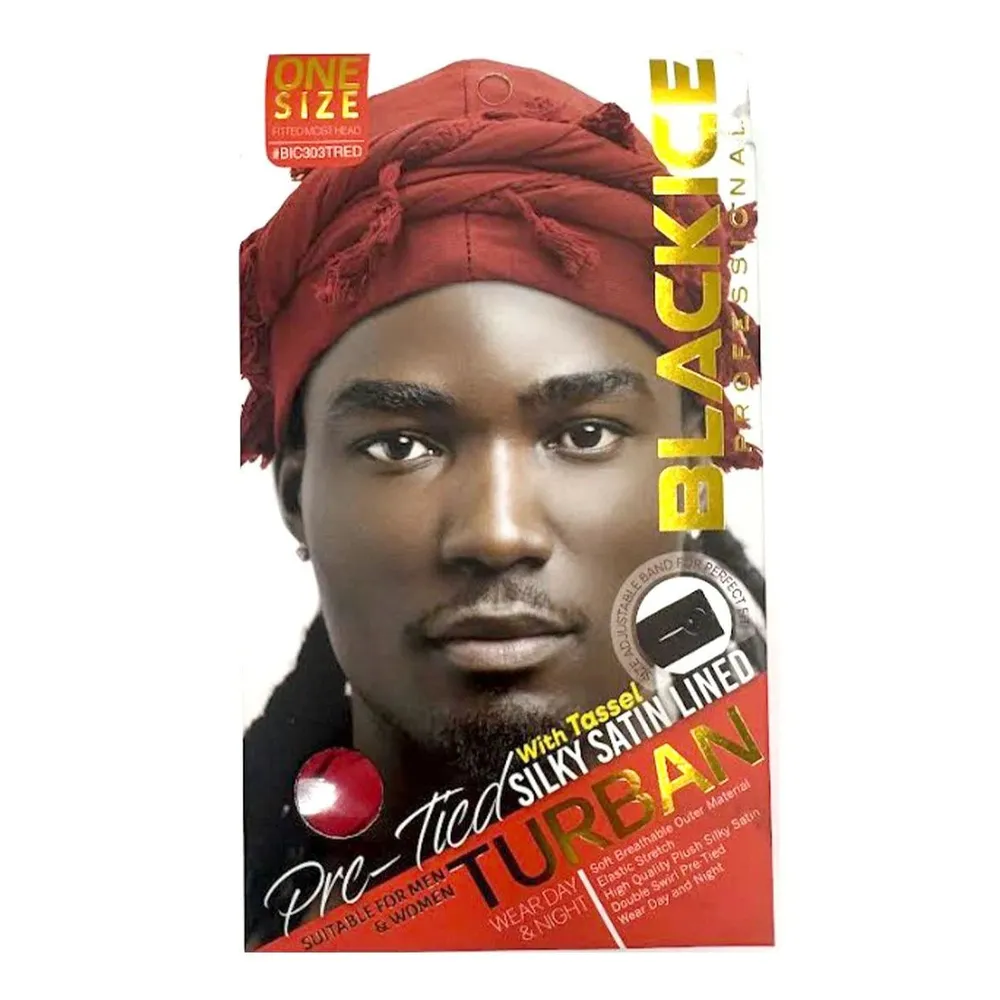 Black Ice Professional Silky Satin Lined Turban β Pre-Tied - Image 7