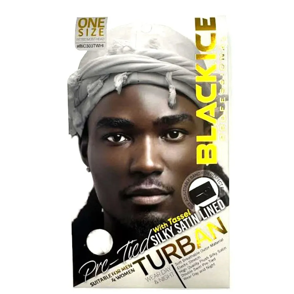 Black Ice Professional Silky Satin Lined Turban β Pre-Tied - Image 8