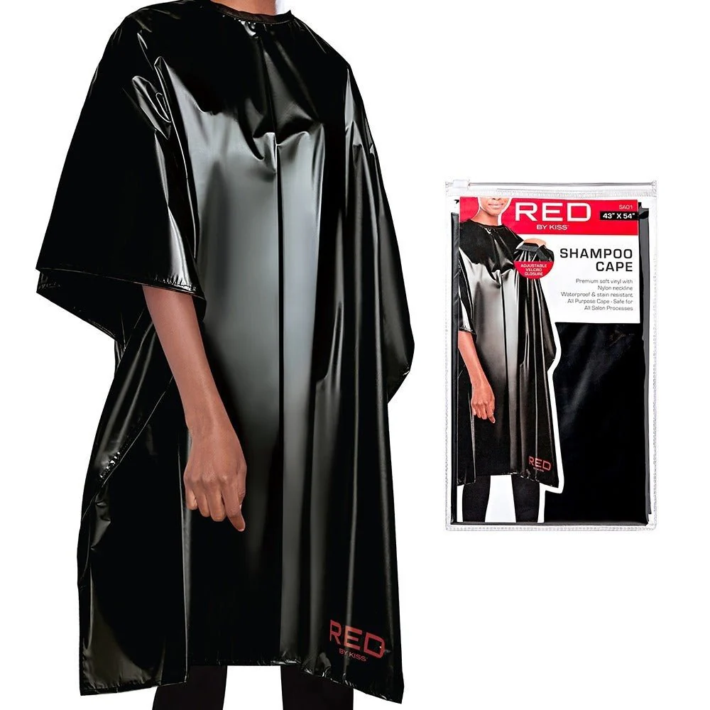 Red by Kiss Soft Vinyl Salon Capes – Black - Image 3