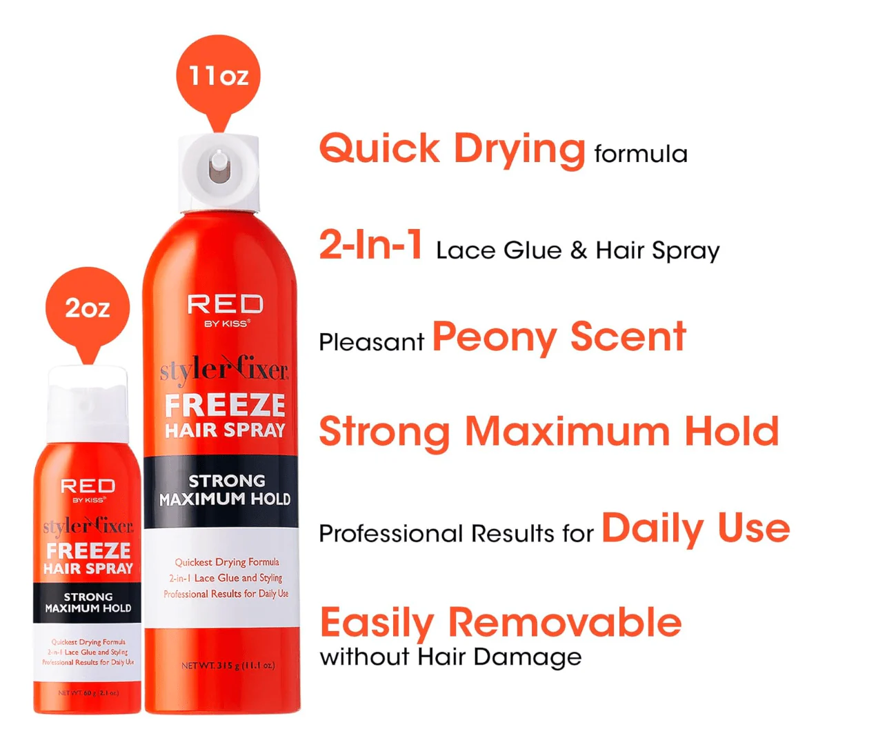 RED by Kiss Styler Fixer Freeze Hair Spray – 11 oz - Image 2
