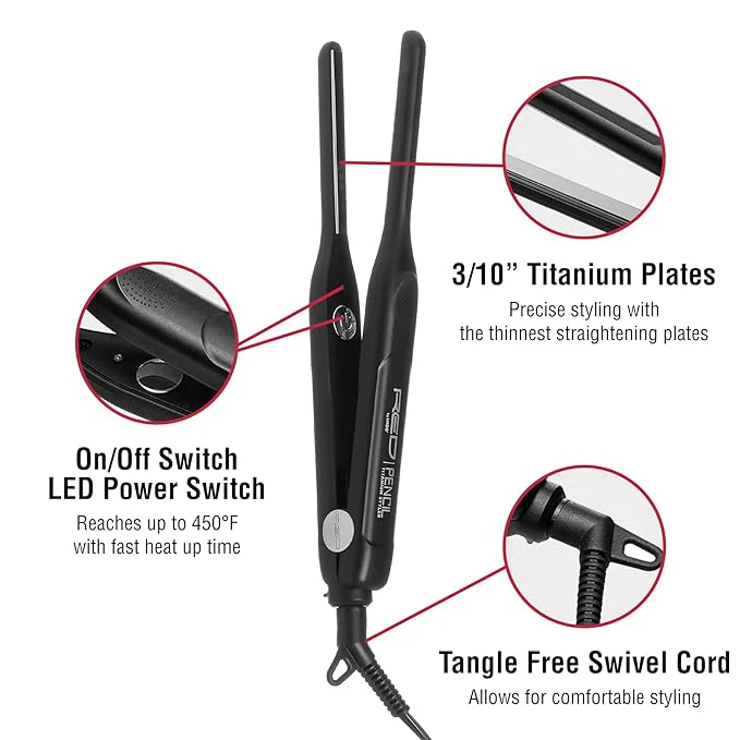 Red by Kiss Titanium Styler Pencil Flat Iron 3/10 inch - Image 4