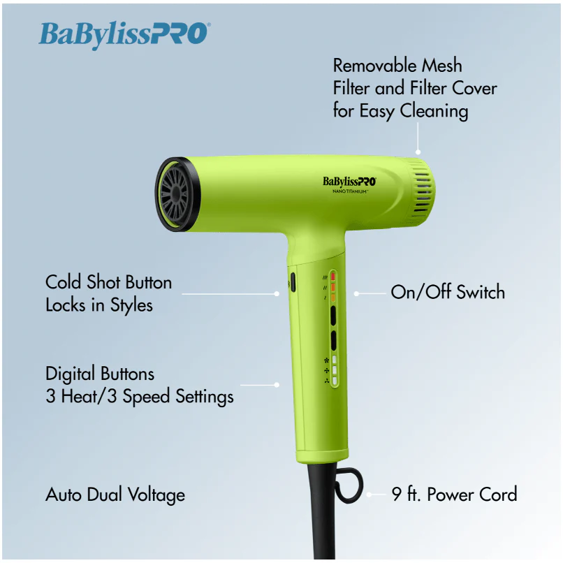 BaByliss PRO Nano Titanium 1400W Hair Dryer - Image 13