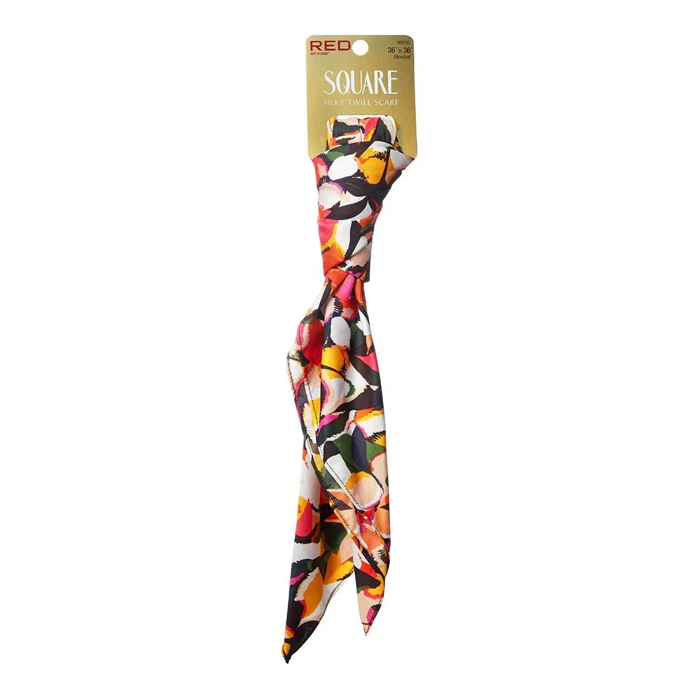 RED Woven Silky Satin Square Scarf - Image 7