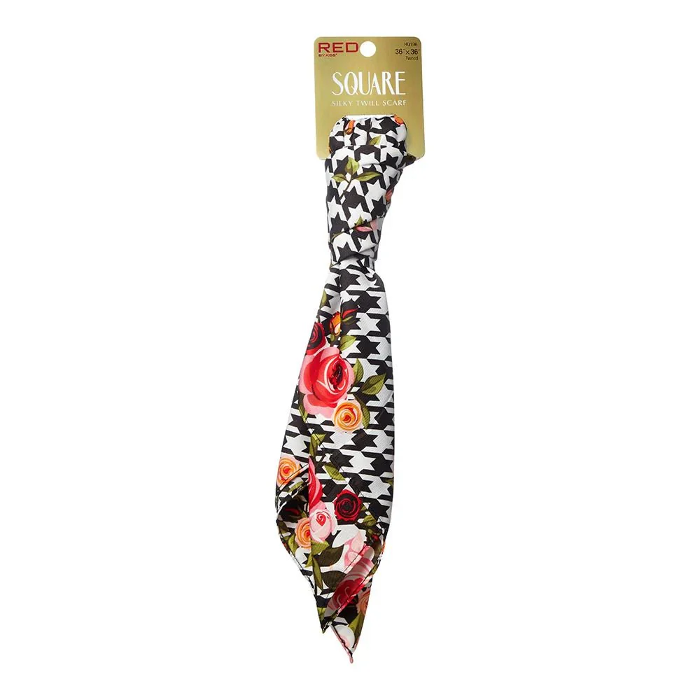 RED Woven Silky Satin Square Scarf - Image 8