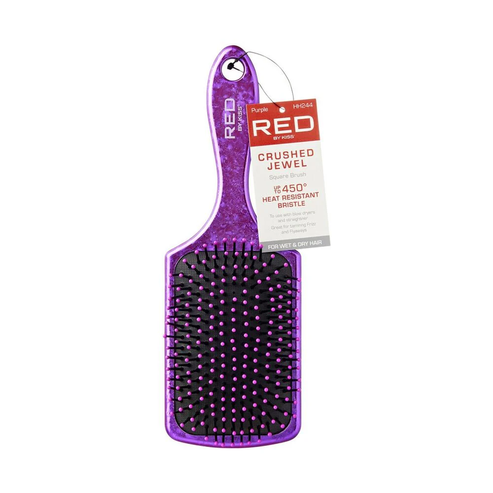 Red Crushed Jewel Hair Brush – Oval & Square - Image 4