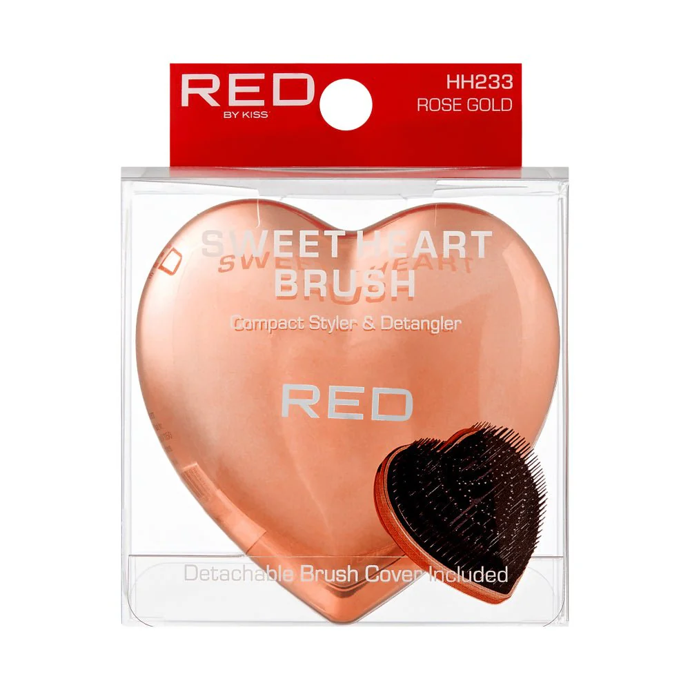 Red By Kiss Heart Brush – Chrome Red & Rose Gold - Image 3