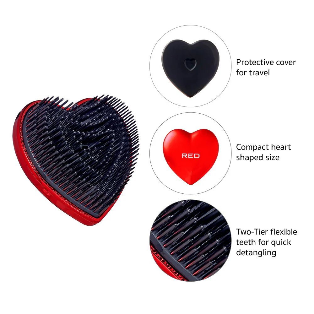 Red By Kiss Heart Brush – Chrome Red & Rose Gold - Image 4