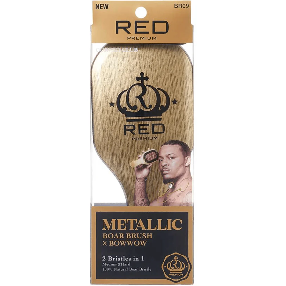 RED Mixed Boar Brush Bow Wow Palm Brush - Medium-Hard