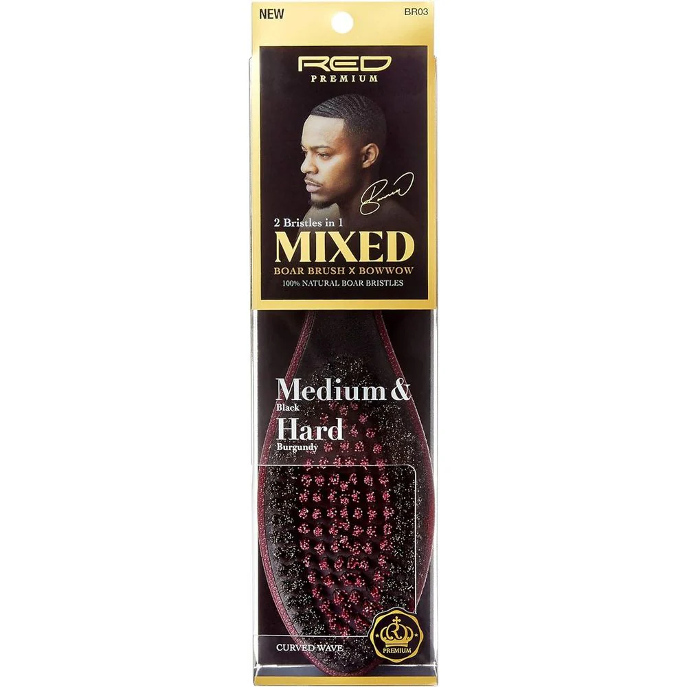 RED 360 Power Mixed Club Boar Brush X Bow Wow - Medium & Hard Bristle