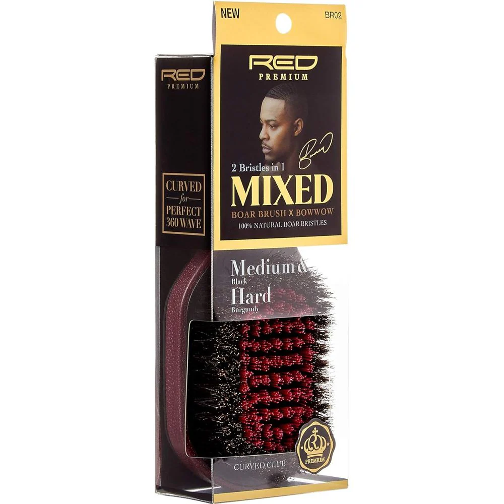 RED 360 Power Mixed Club Boar Brush X Bow Wow - Medium & Hard Bristle - Image 2