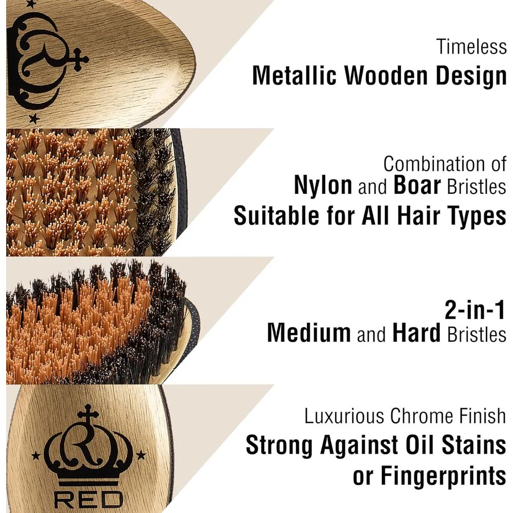 RED Metallic Boar Brush - Mixed Bristle - Image 5
