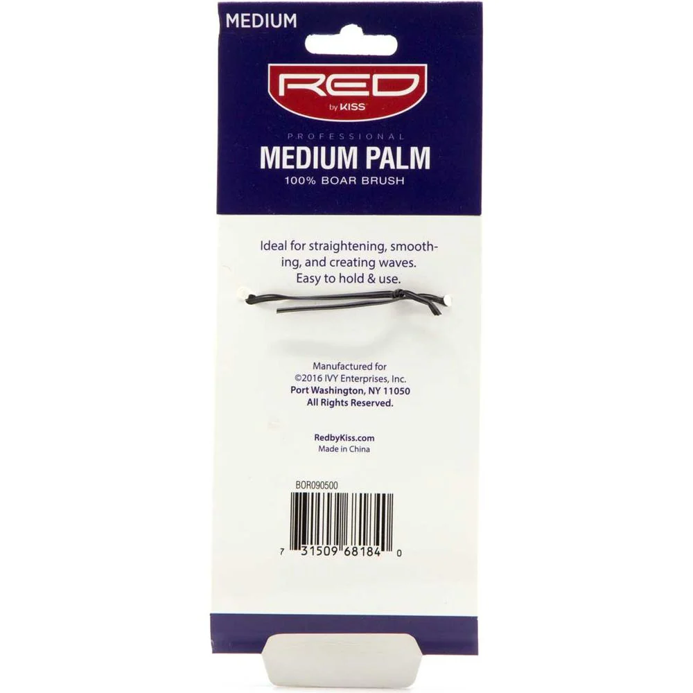 Red by Kiss Professional Medium Palm 100% Boar Brush – Medium - Image 2