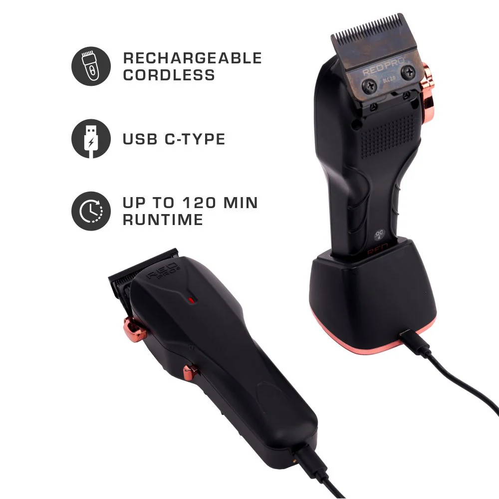Red Pro Cordless Clipper – Matte Gold / Black - Image 9