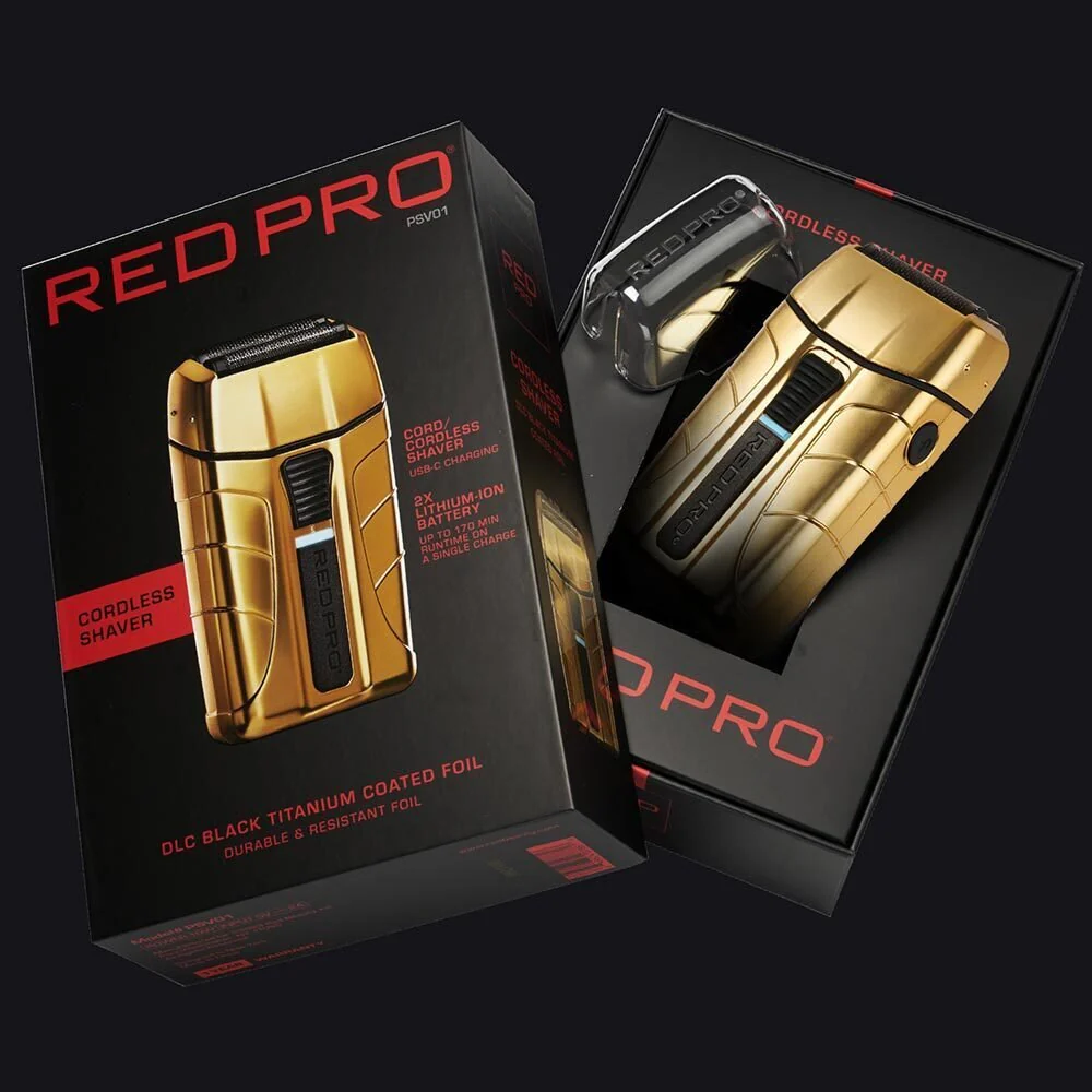 Red Pro Cordless Shaver – Matte Gold / Black - Image 8