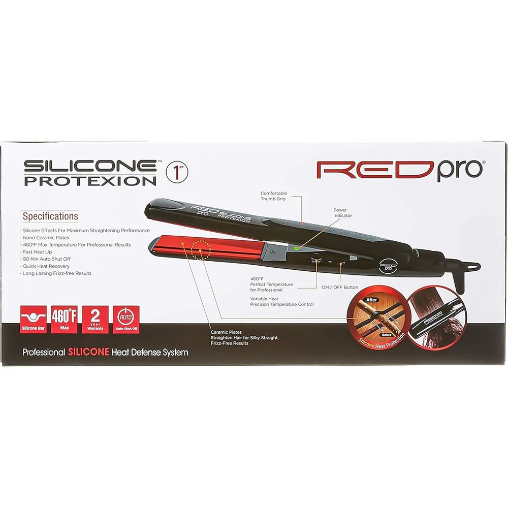 Red Pro Hair Straightener Silicone Protection Flat Iron – 1" - Image 5
