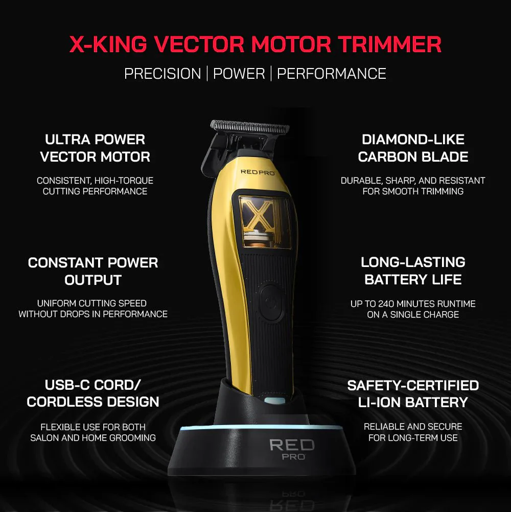 Red PRO X-King Vector Motor Cordless Trimmer - Image 6